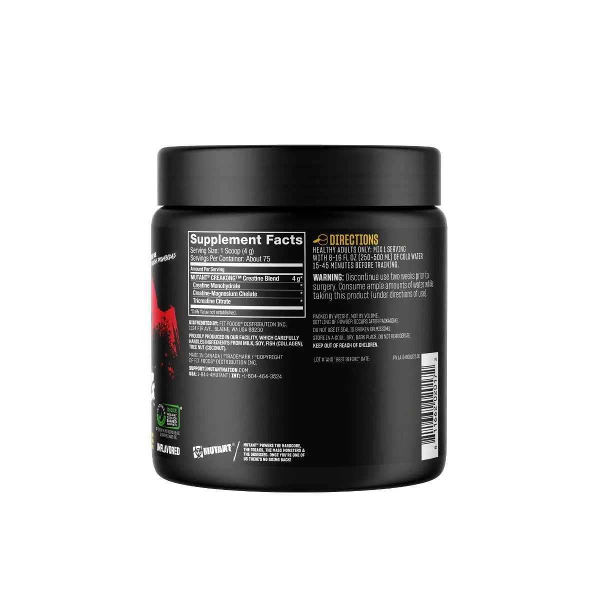 Creatina Monohidratada Creakong Mutant Sin Sabor 300 gr